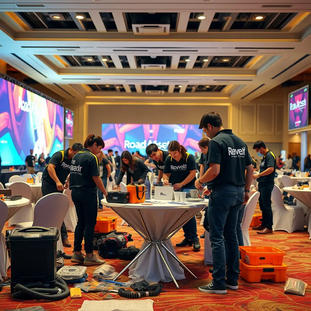 A group of people standing around a table.