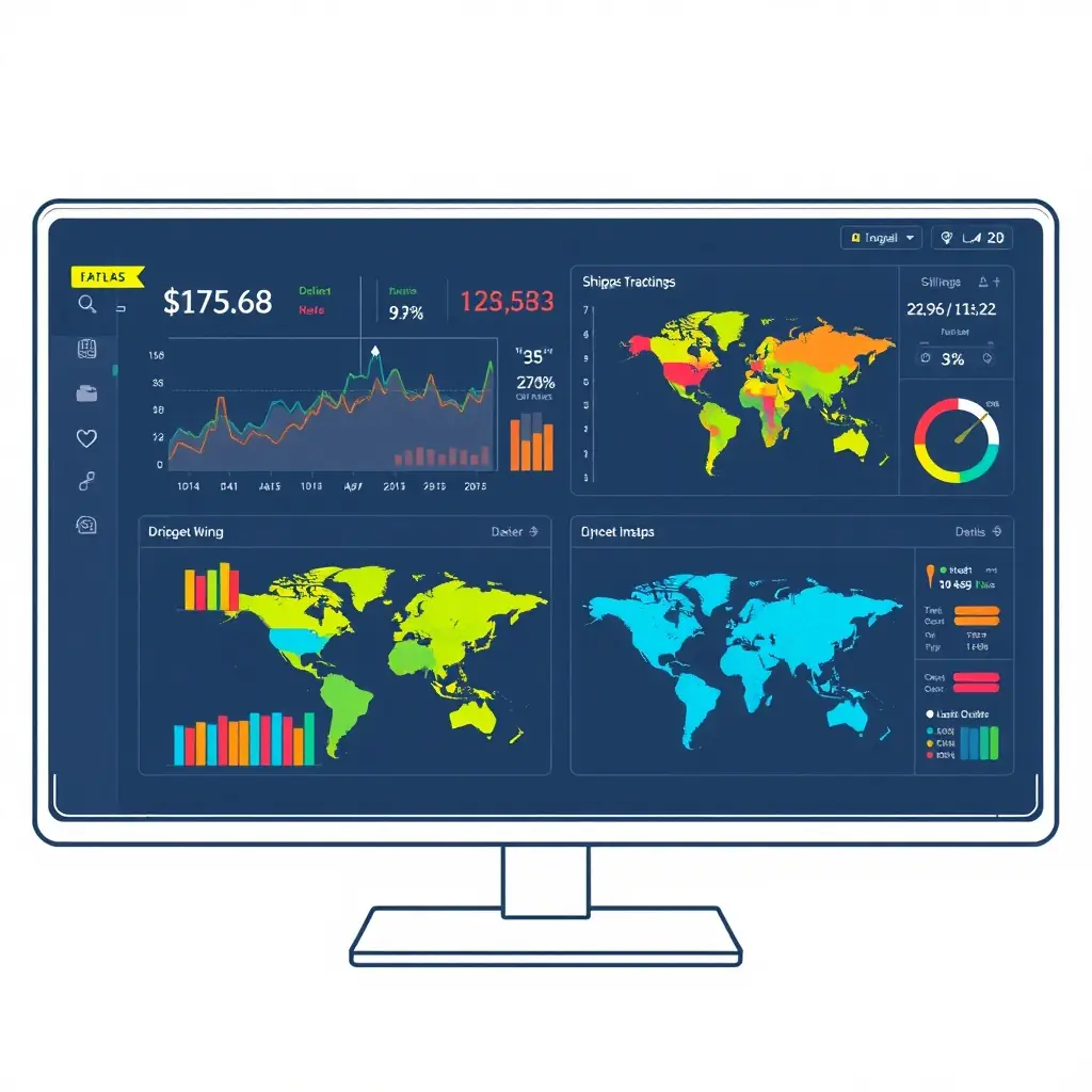 A computer monitor with a colorful map on it.